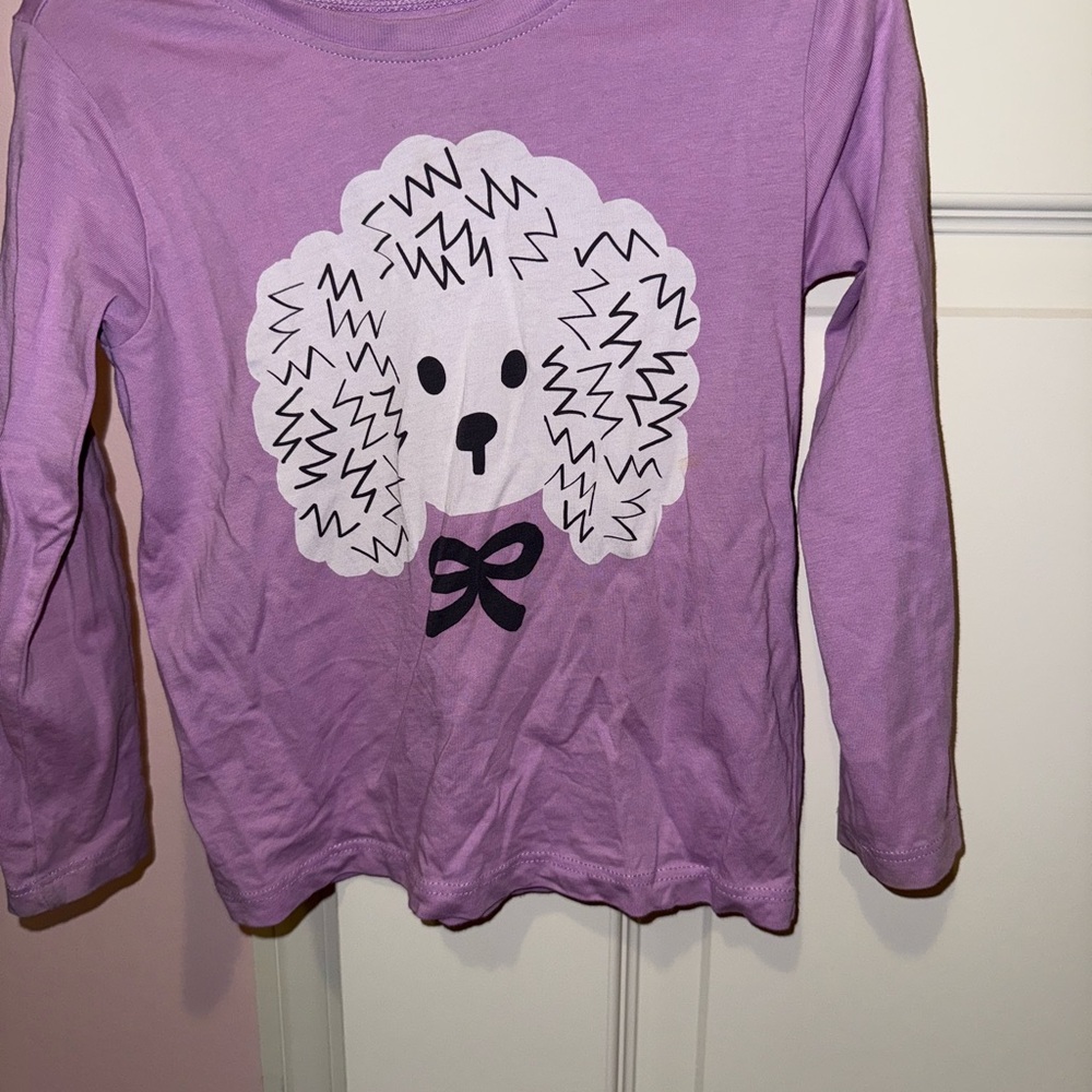 Tea Collection Purple Long Sleeve Tee with Poodle Design